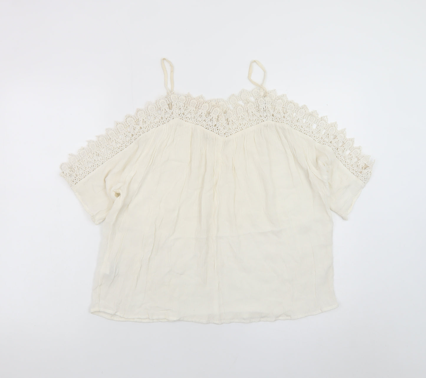 River Island Women’s Ivory Off Shoulder Crochet Boho Blouse Size 10