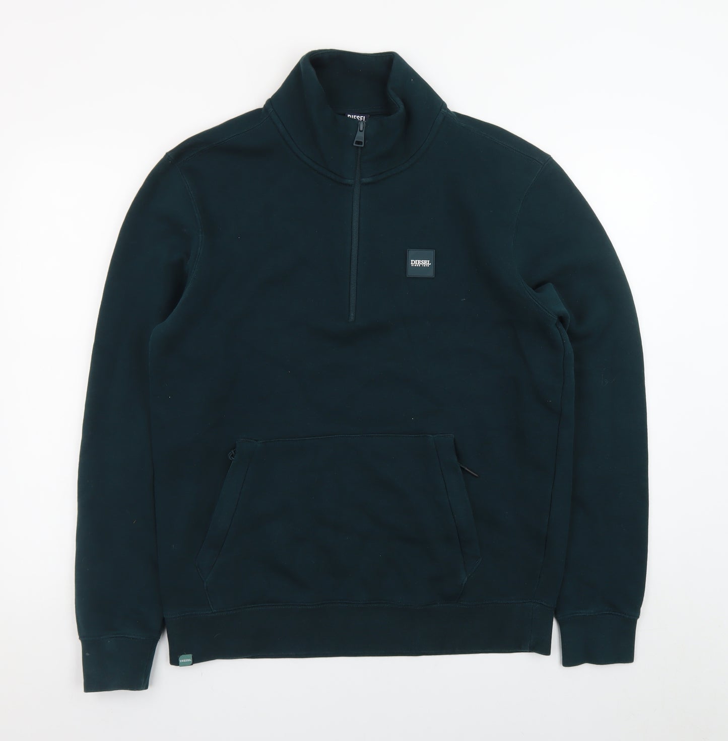 Diesel Men's Green 1/4 Zip Fleece Sweatshirt M Pullover