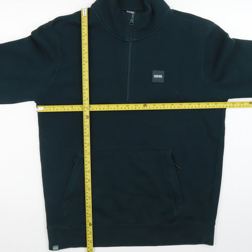 Diesel Men's Green 1/4 Zip Fleece Sweatshirt M Pullover