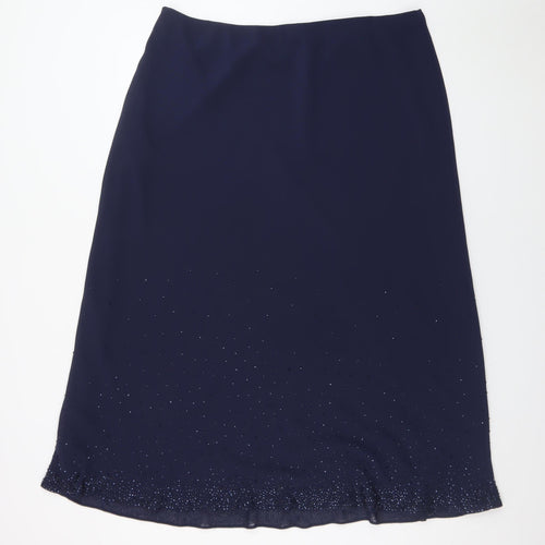 Personal Choice Women's Blue Beaded Midi Skirt Size 22