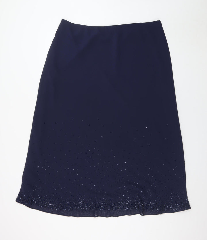 Personal Choice Women's Blue Beaded Midi Skirt Size 22
