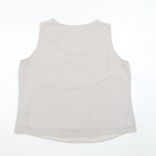 Nightingales Women’s Beige Sleeveless Beaded Tunic Blouse Size 24
