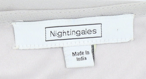 Nightingales Women’s Beige Sleeveless Beaded Tunic Blouse Size 24