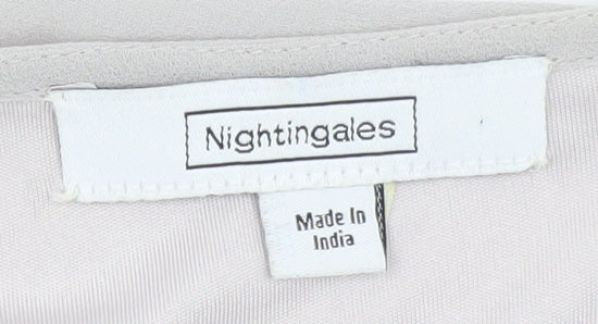 Nightingales Women’s Beige Sleeveless Beaded Tunic Blouse Size 24