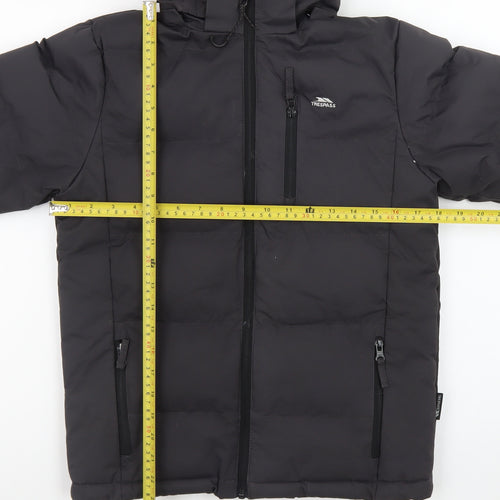 Trespass Boys Black 9-10 Years Waterproof Hooded Puffer Jacket