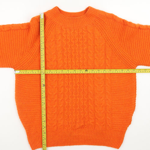 Next Women’s Orange Cable-Knit Jumper XS Crew Neck Pullover
