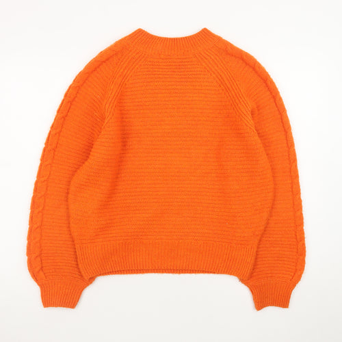 Next Women’s Orange Cable-Knit Jumper XS Crew Neck Pullover