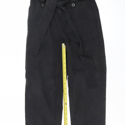 Topshop Petite Black Paperbag High Waisted Trousers Size 4