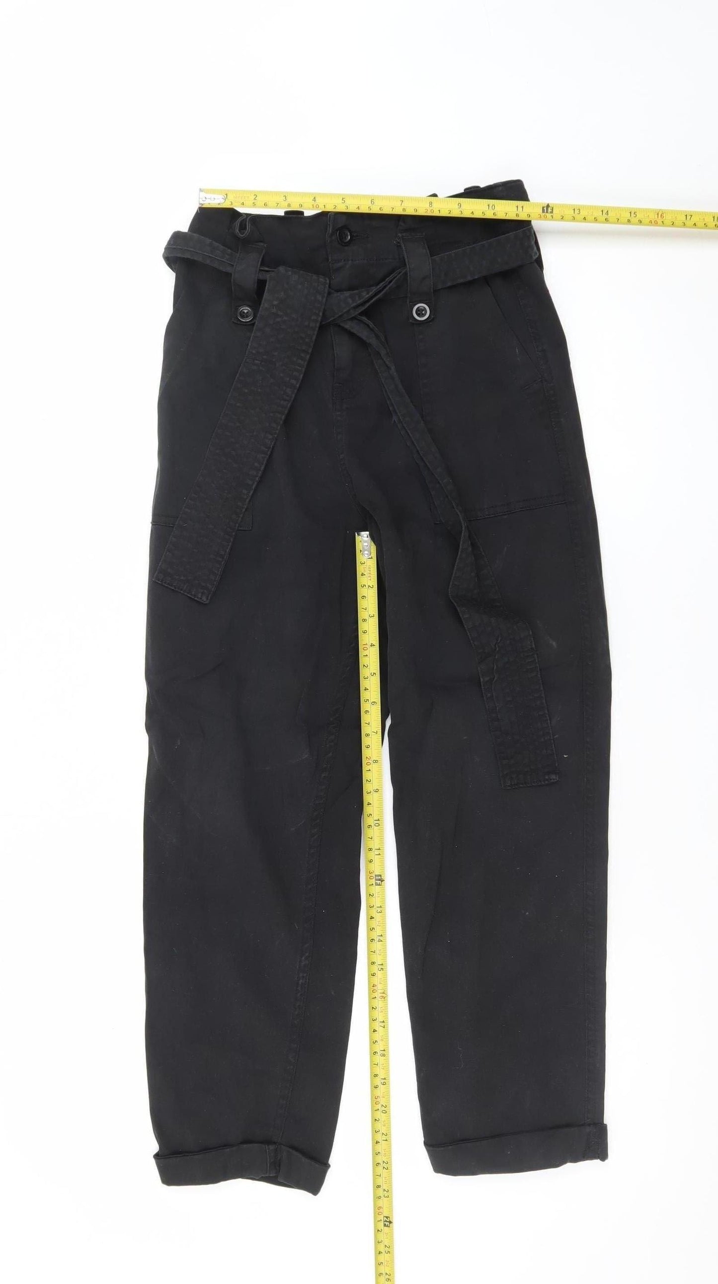 Topshop Petite Black Paperbag High Waisted Trousers Size 4