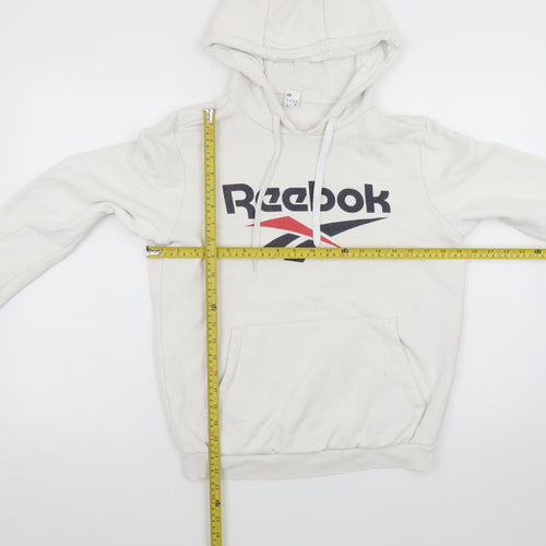 Reebok Men's White XS Pullover Hoodie with Logo Print