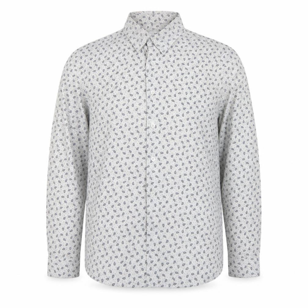 Peter Werth Men's White Paisley Long Sleeve Cotton Button-Up Shirt Size L