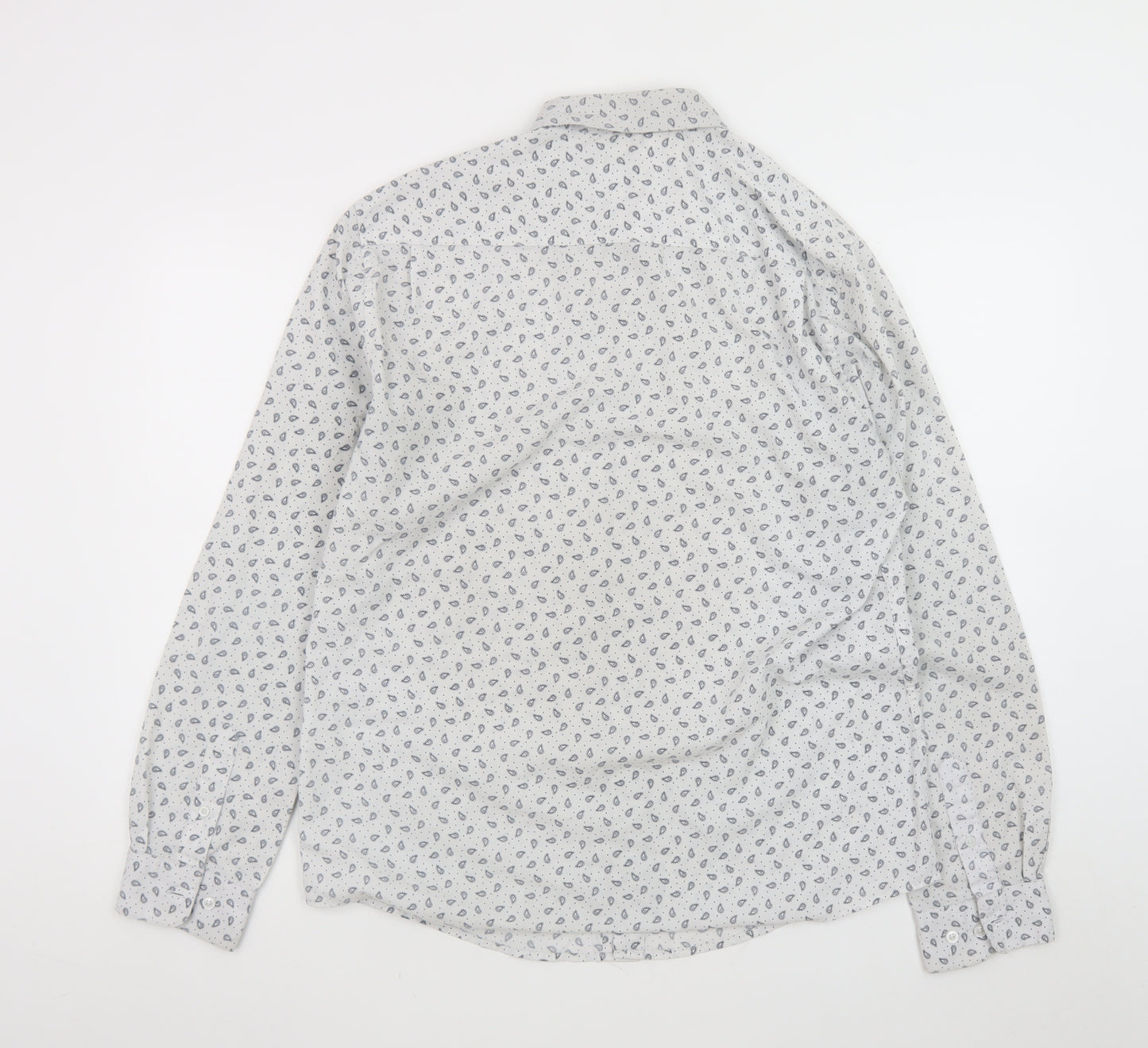 Peter Werth Men's White Paisley Long Sleeve Cotton Button-Up Shirt Size L