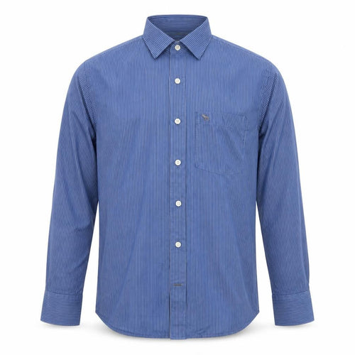 Abercrombie & Fitch Men's Blue Striped Muscle Fit Cotton Shirt L