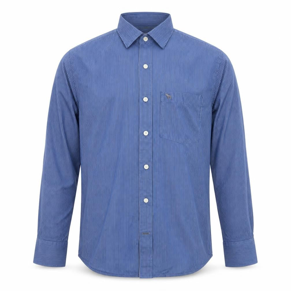 Abercrombie & Fitch Men's Blue Striped Muscle Fit Cotton Shirt L