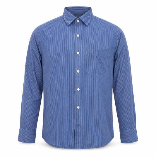 Abercrombie & Fitch Men's Blue Striped Muscle Fit Cotton Shirt L