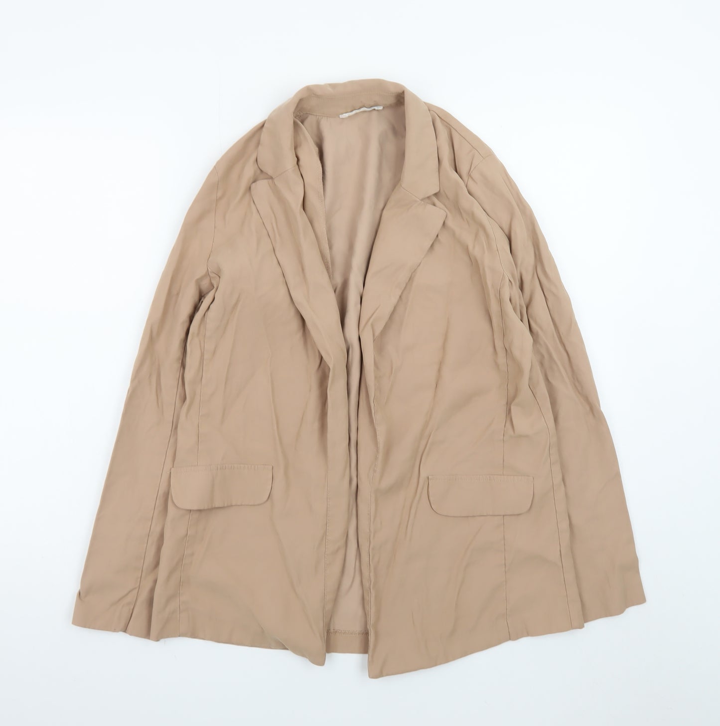 Primark Women Beige Size 8 Blazer Classic Mid-Length Jacket