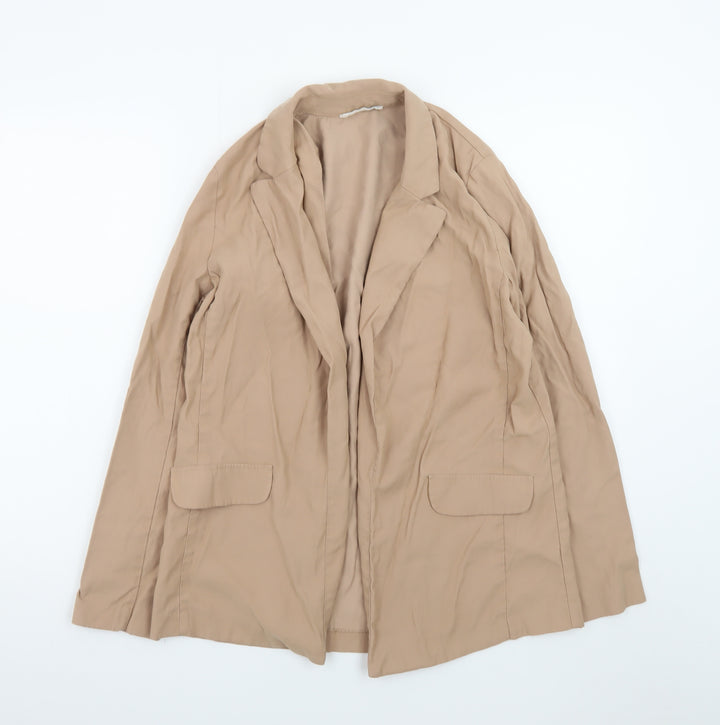Primark Women Beige Size 8 Blazer Classic Mid-Length Jacket