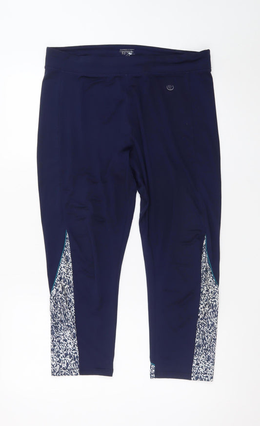 Dunnes Stores Women's Blue Capri Performance Sport Leggings Size L