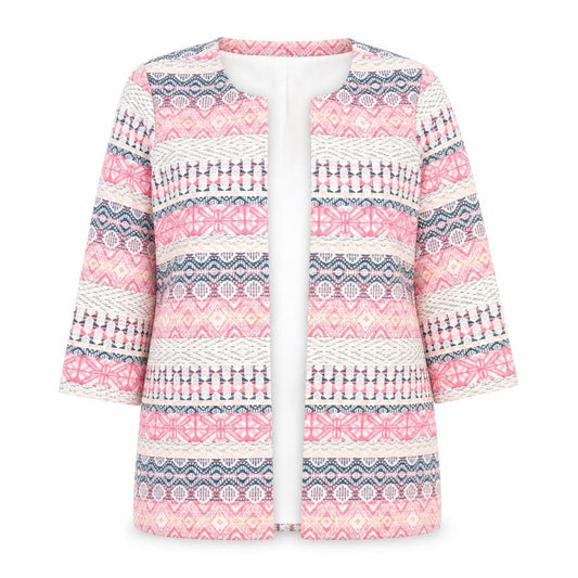 Front view of Vero Moda Women’s Multicoloured Aztec Knit Cardigan, size UK 12