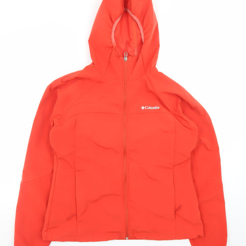 Columbia Women's Red Soft Shell Hooded Jacket Size L Outdoor Windproof