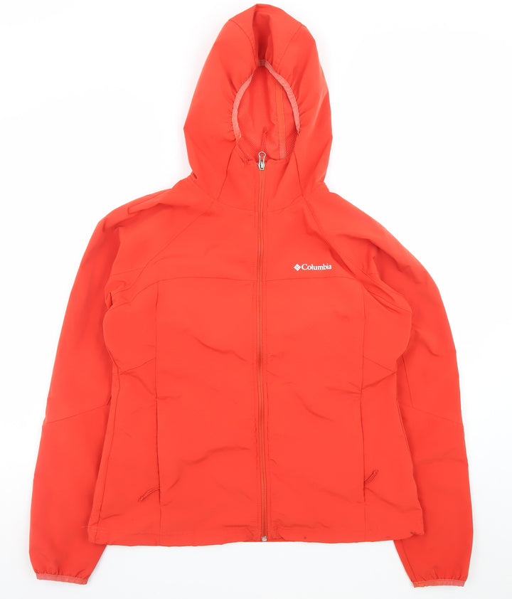 Columbia Women's Red Soft Shell Hooded Jacket Size L Outdoor Windproof