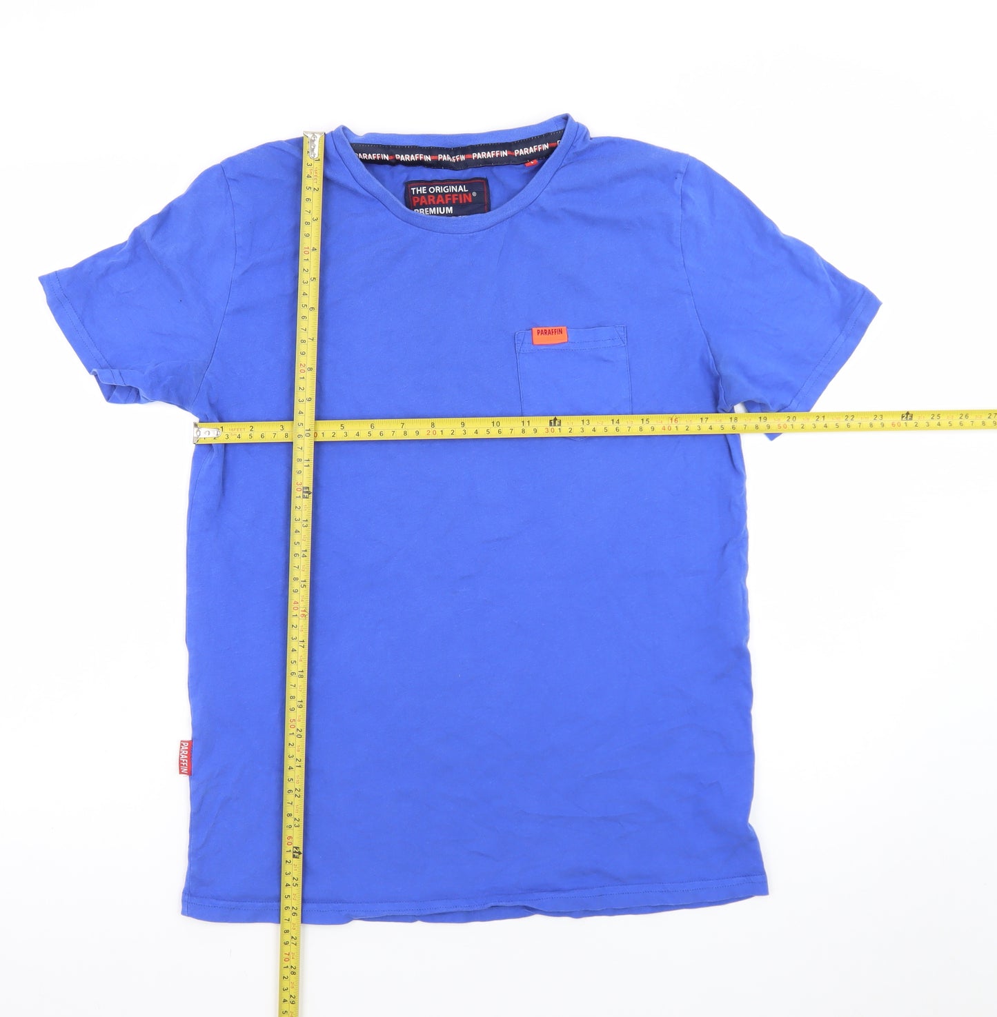 Paraffin Men’s Blue Regular Fit Cotton Crew Neck T-Shirt Size L