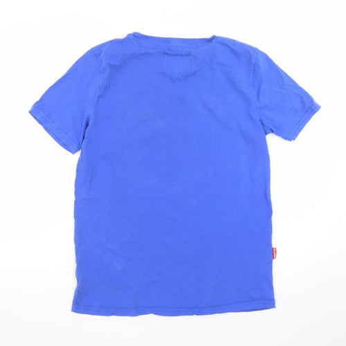 Paraffin Men’s Blue Regular Fit Cotton Crew Neck T-Shirt Size L
