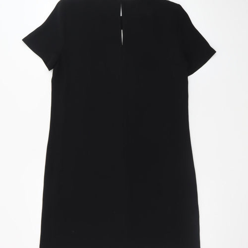 Zara Women Black White Geometric Shift Dress Size 12 Short Sleeve