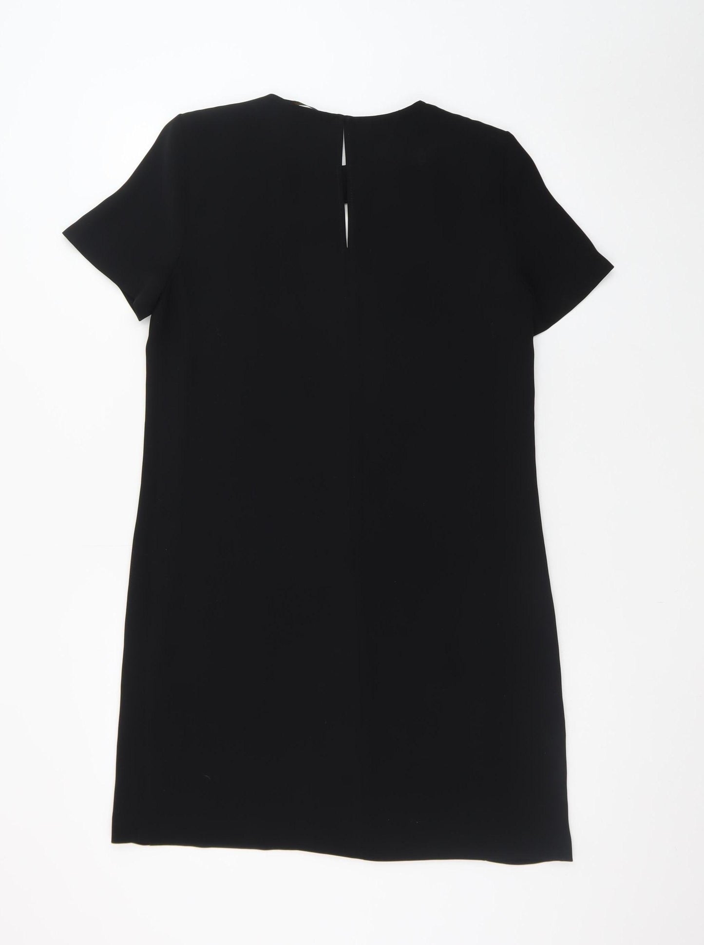 Zara Women Black White Geometric Shift Dress Size 12 Short Sleeve
