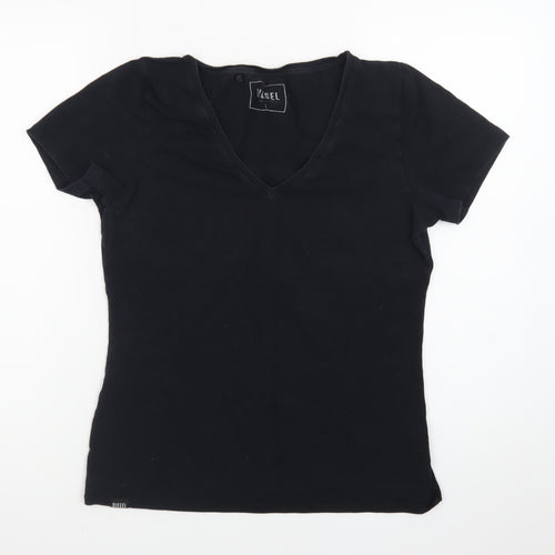 Diesel Women's Black V-Neck Short Sleeve Slim Fit T-Shirt Size L