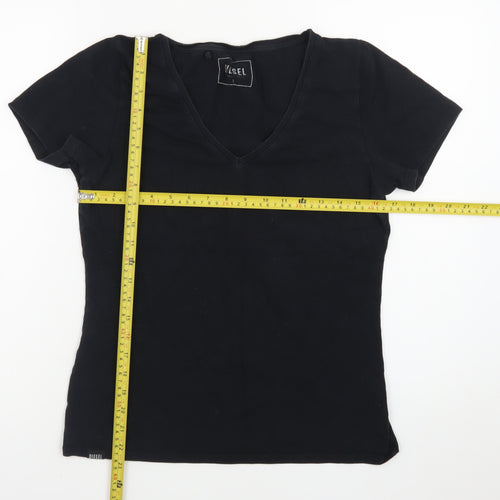 Diesel Women's Black V-Neck Short Sleeve Slim Fit T-Shirt Size L