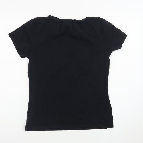 Diesel Women's Black V-Neck Short Sleeve Slim Fit T-Shirt Size L
