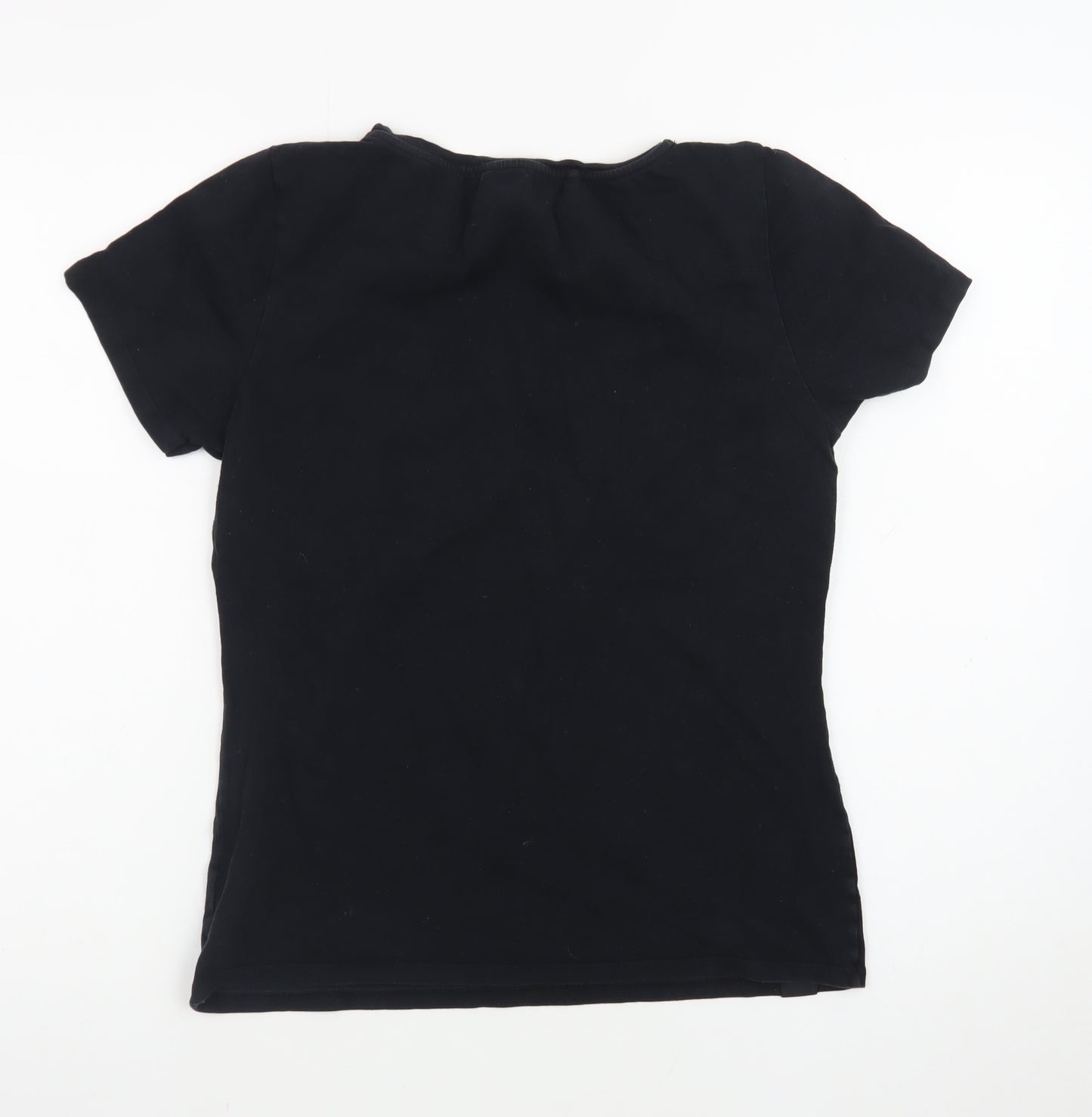Diesel Women's Black V-Neck Short Sleeve Slim Fit T-Shirt Size L