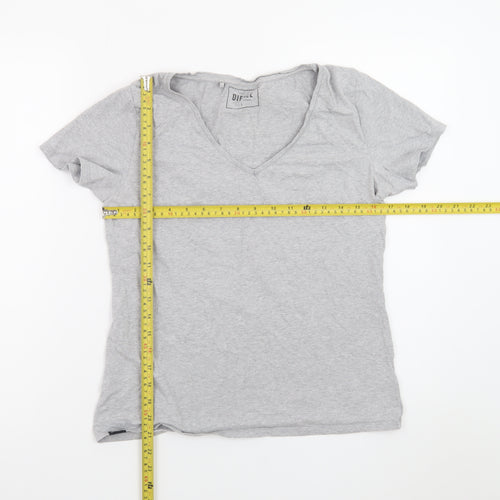 Diesel Womens Grey V-Neck Basic T-Shirt Size L