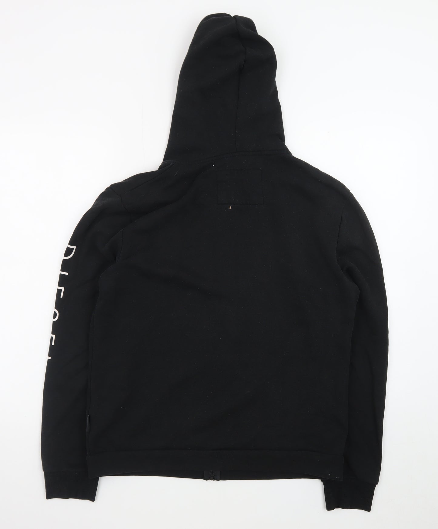 Diesel Men's Black Full Zip Hoodie L Logo Graphic Cotton Blend