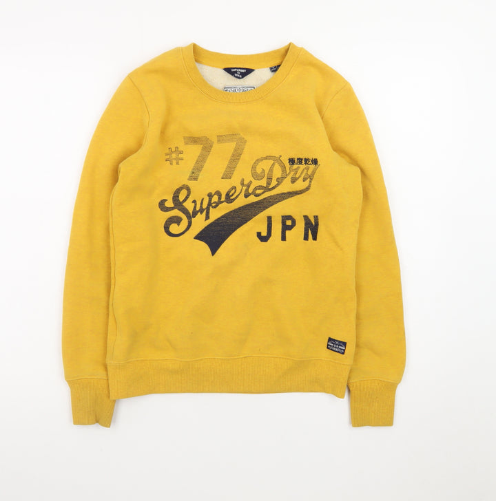 Superdry Women Yellow Crew Neck Pullover Sweatshirt UK 8