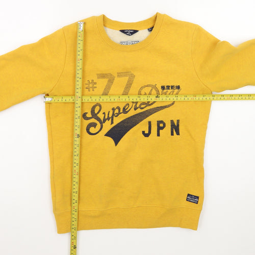 Superdry Women Yellow Crew Neck Pullover Sweatshirt UK 8