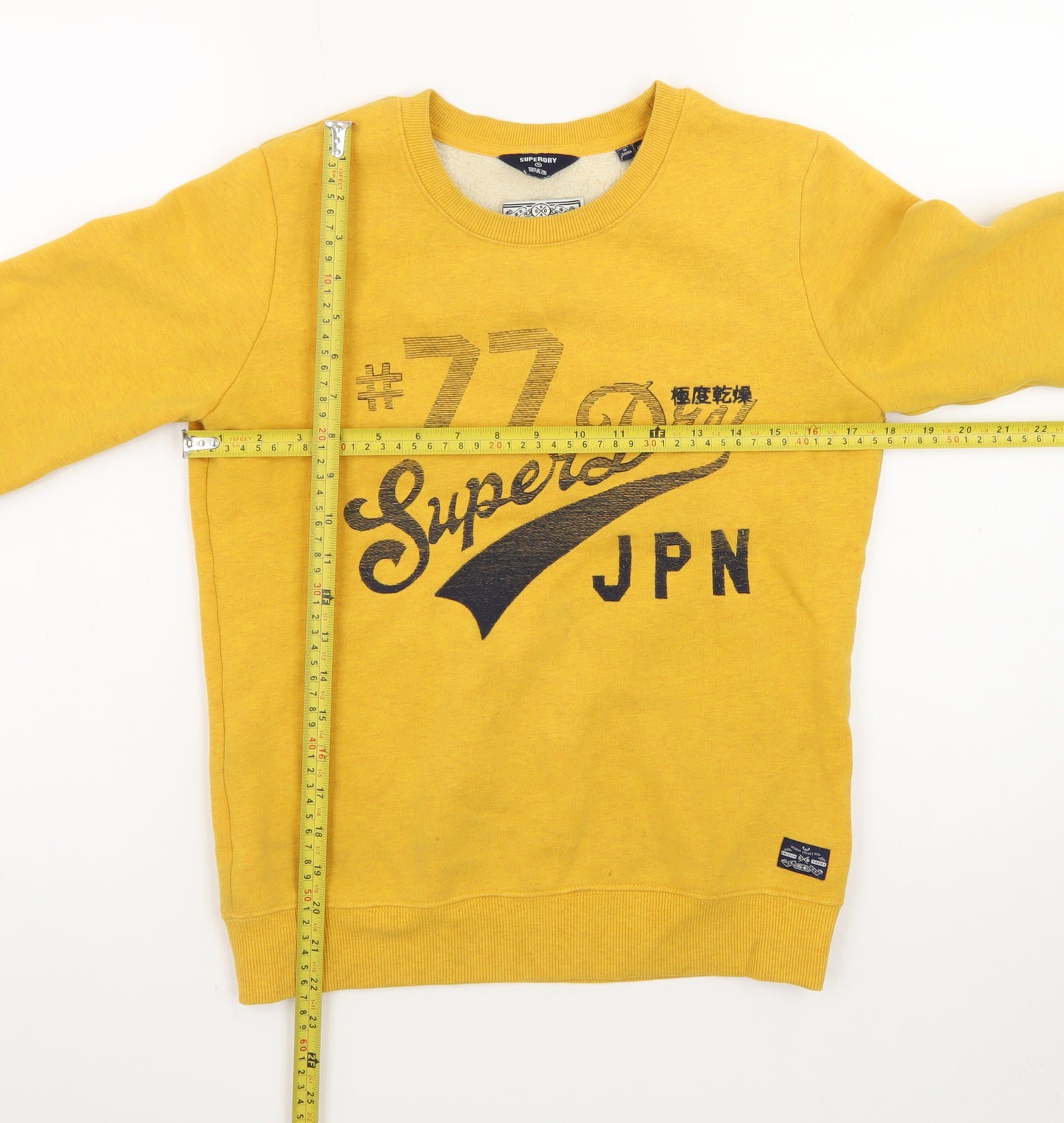Superdry Women Yellow Crew Neck Pullover Sweatshirt UK 8