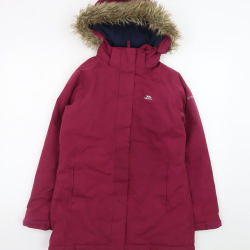 Trespass Girls Red Waterproof Hooded Parka Coat Age 11-12 Years