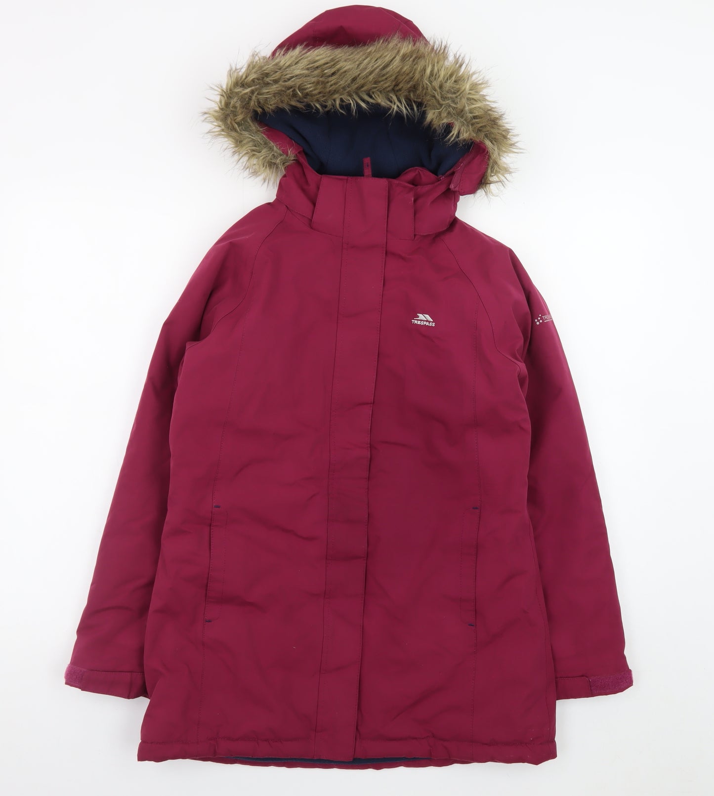 Trespass Girls Red Waterproof Hooded Parka Coat Age 11-12 Years