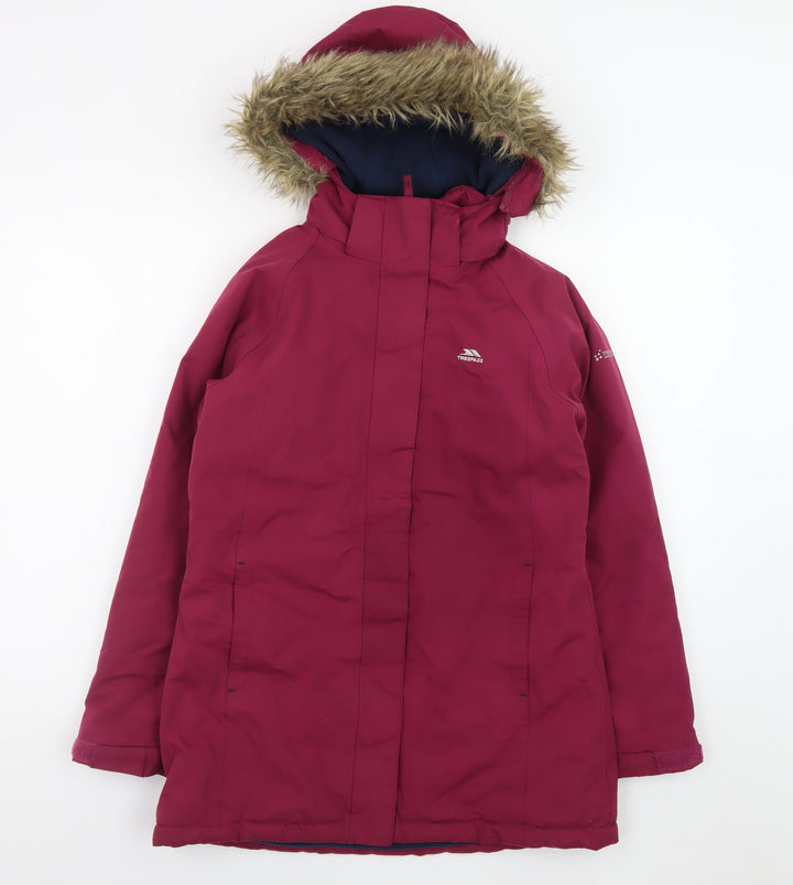 Trespass Girls Red Waterproof Hooded Parka Coat Age 11-12 Years