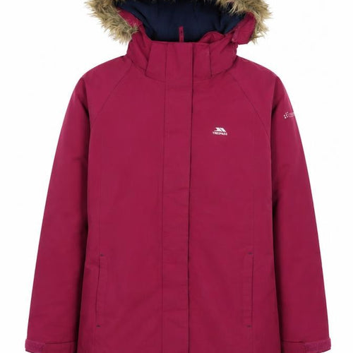 Trespass Girls Red Waterproof Hooded Parka Coat Age 11-12 Years
