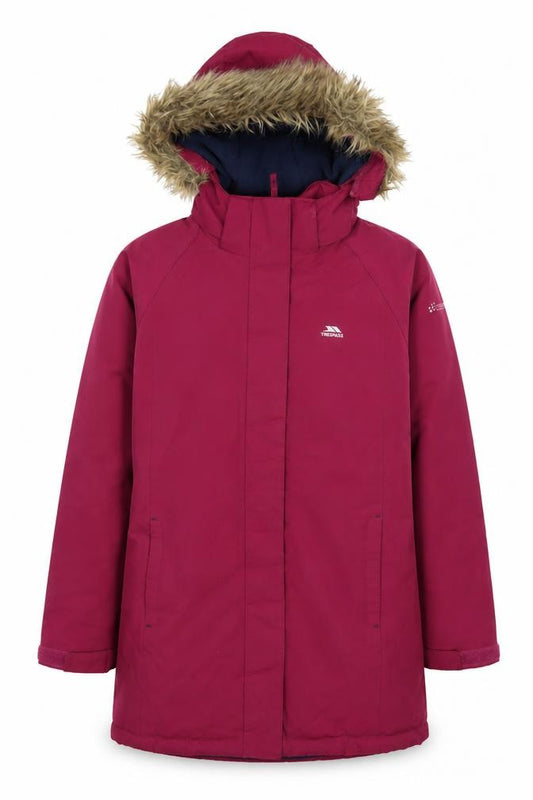 Trespass Girls Red Waterproof Hooded Parka Coat Age 11-12 Years