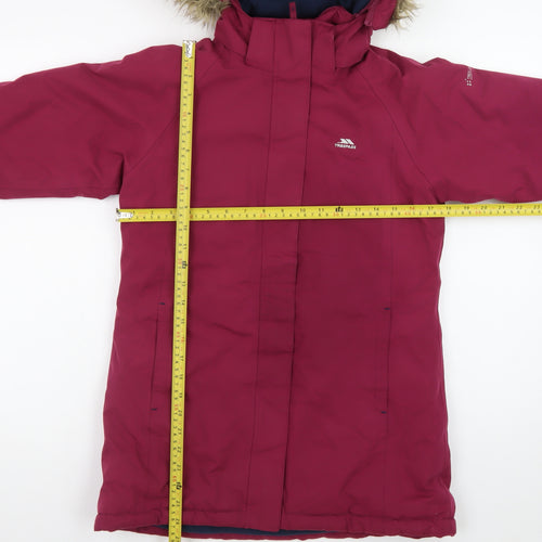 Trespass Girls Red Waterproof Hooded Parka Coat Age 11-12 Years