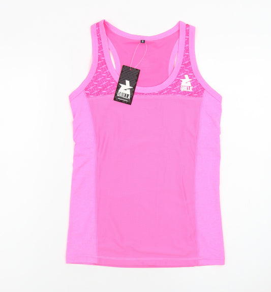 Grilla Womens Pink Racerback Gym Tank Top Size S Polyester Blend
