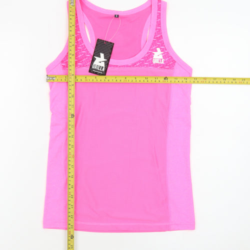 Grilla Womens Pink Racerback Gym Tank Top Size S Polyester Blend