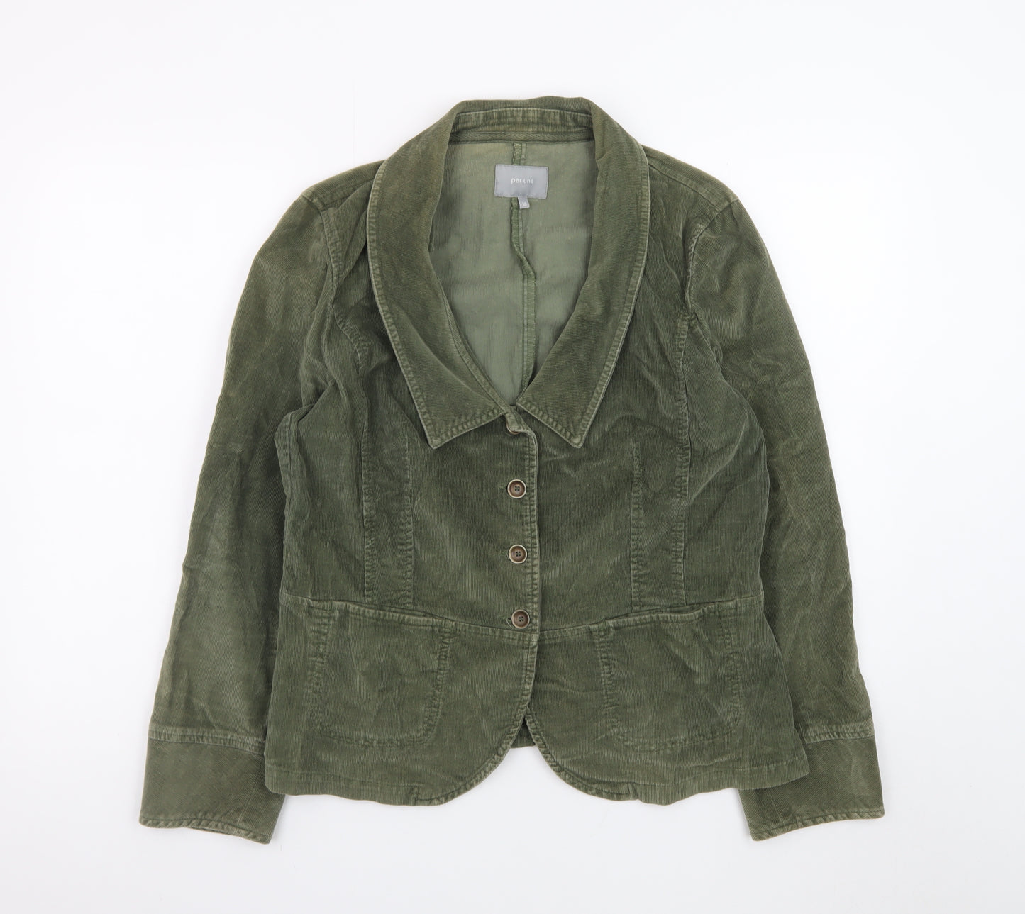 Marks and Spencer Women Green Corduroy Blazer Jacket Size 16