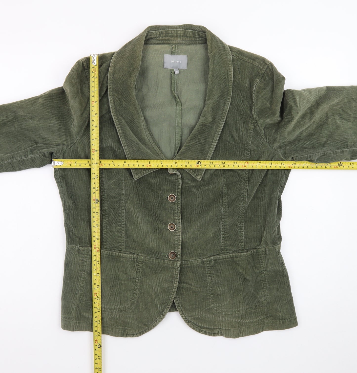 Marks and Spencer Women Green Corduroy Blazer Jacket Size 16