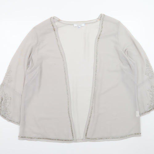 Nightingales Womens Beige Beaded Kimono Blouse UK 24 Plus Size