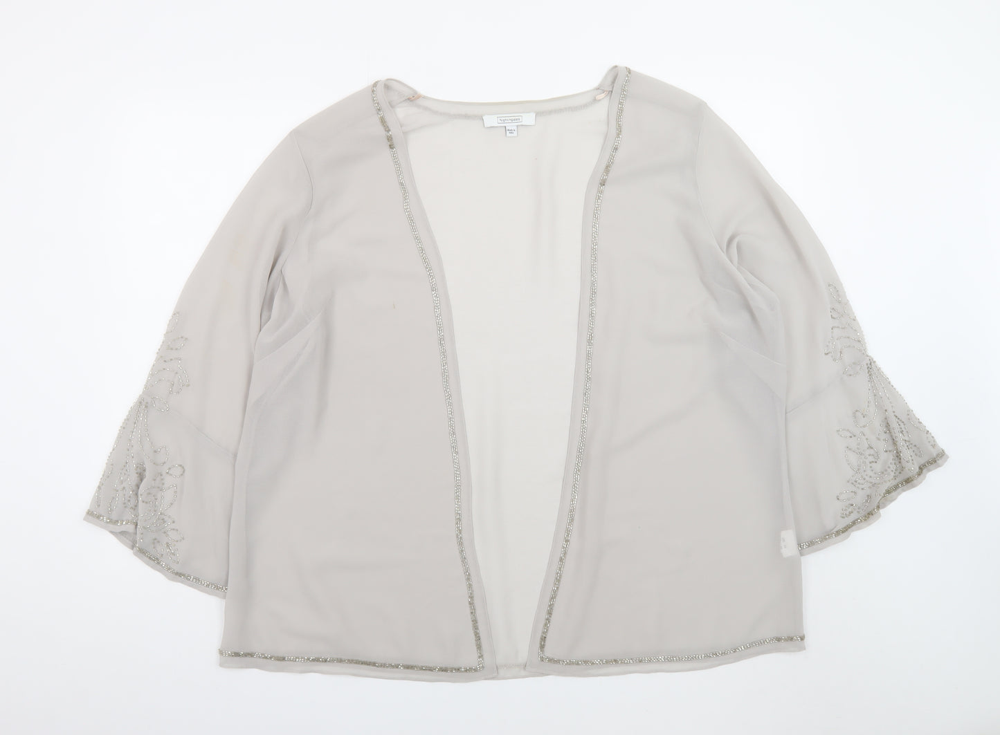 Nightingales Womens Beige Beaded Kimono Blouse UK 24 Plus Size